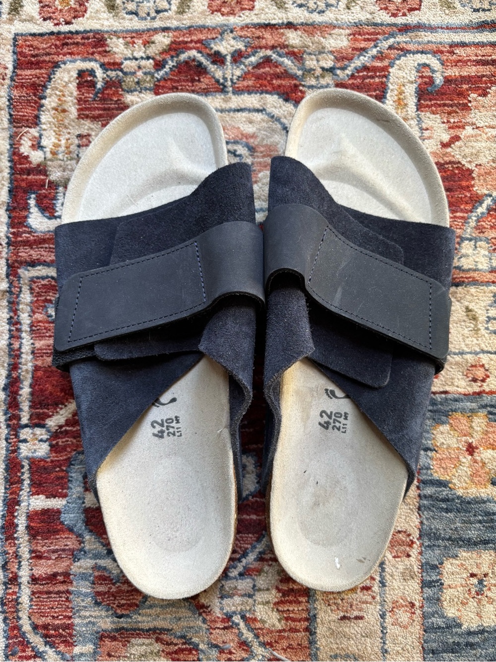 Birkenstock Navy Kyoto Sandals Nubuck- Suede Leather Size EU 42 NWOT